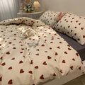 CozyLove | Zestaw poszewek na kołdry Twin, Full i Queen – Miękka pościel w stylu koreańskim z motywem serca