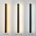 Linearna czarna minimalistyczna zewnętrzna lampa ścienna LED