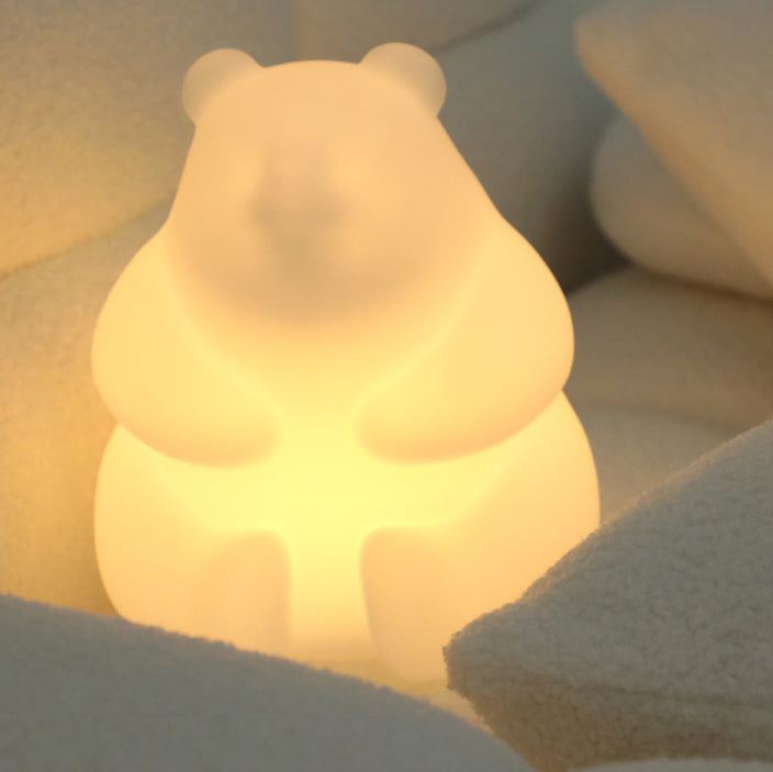Współczesna Kreatywna Lampa Stołowa PE LED w Kształcie Misia do Salonu