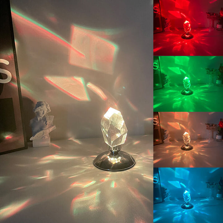 Lampa stołowa LED LuxorLite z diamentowym kryształem | Luksusowe światło nastrojowe | Zmiana kolorów 3 lub 16 | Bezprzewodowa lampka nocna