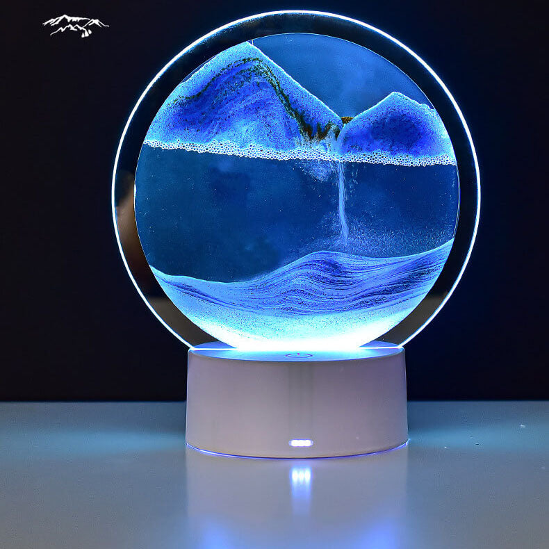 Kreatywna Okrągła Klepsydra z Piaskiem 3D LED Lampka Nocna