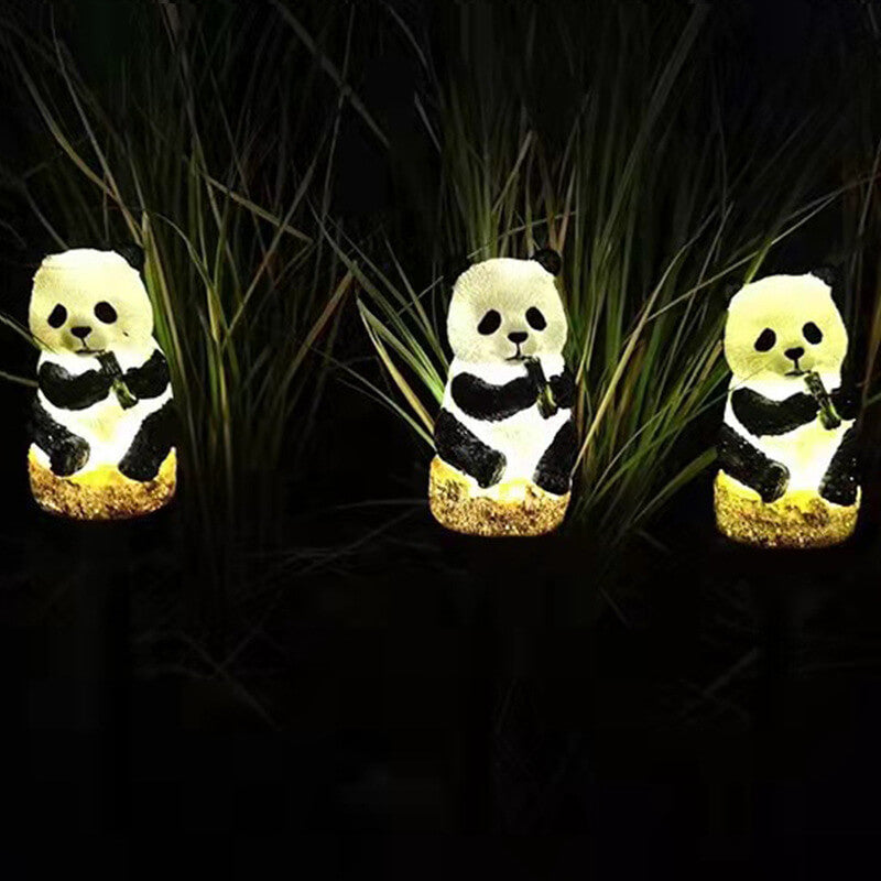 Słoneczna lampa panda do ogrodu, wodoodporna dekoracja na patio