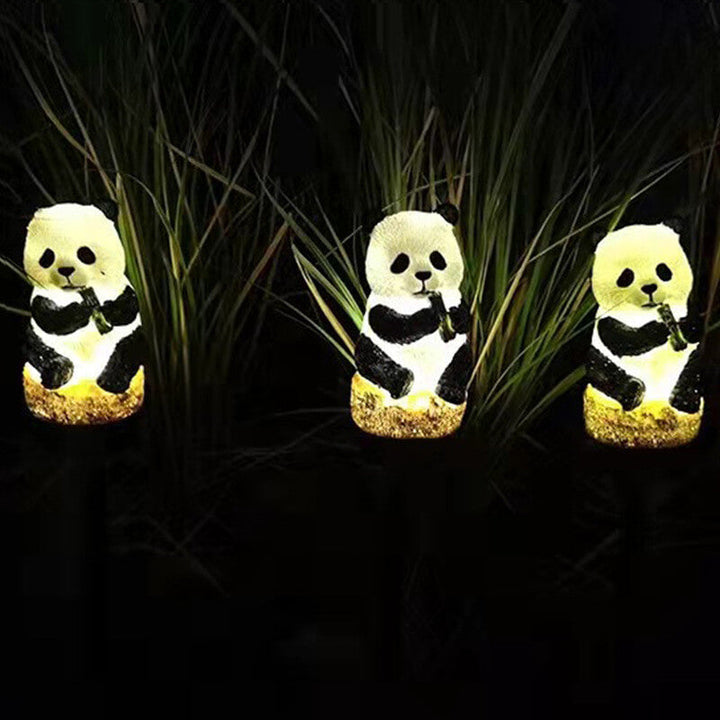 Słoneczna lampa panda do ogrodu, wodoodporna dekoracja na patio
