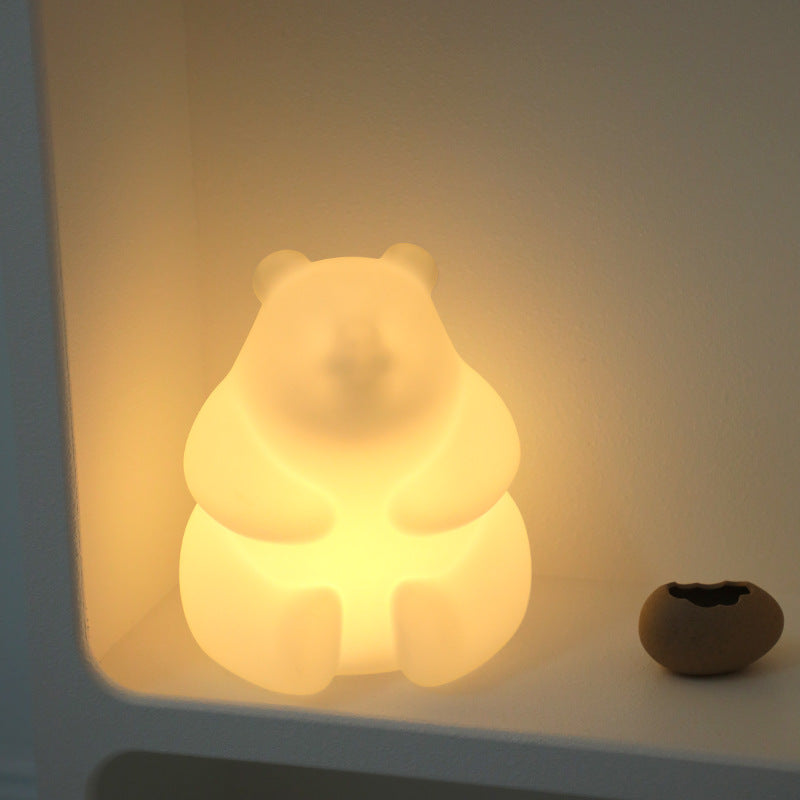 Współczesna Kreatywna Lampa Stołowa PE LED w Kształcie Misia do Salonu