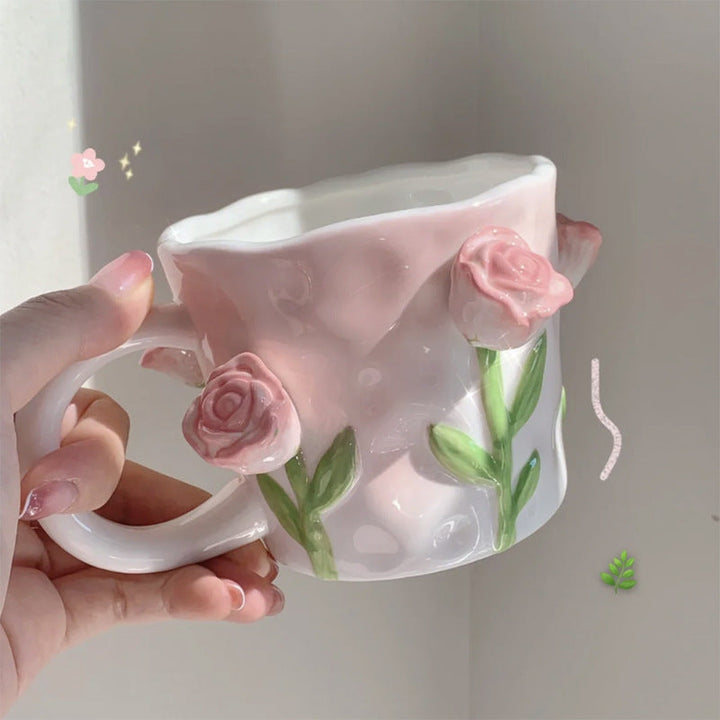 3D Kwiatowy Kubek Ręcznie Malowany