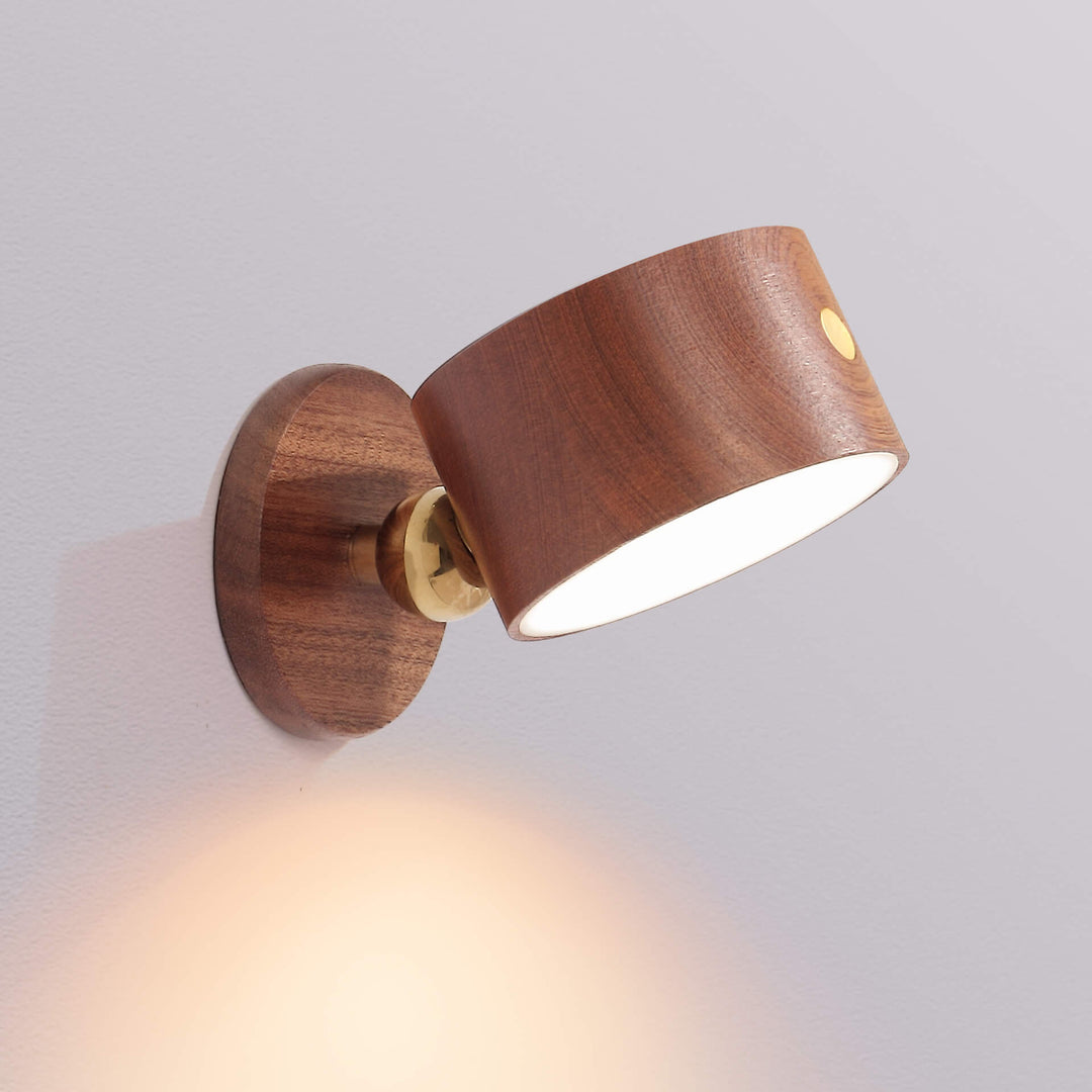 Prosta drewniana lampa nocna LED z dotykowym włącznikiem, ładowana przez USB, kinkiet