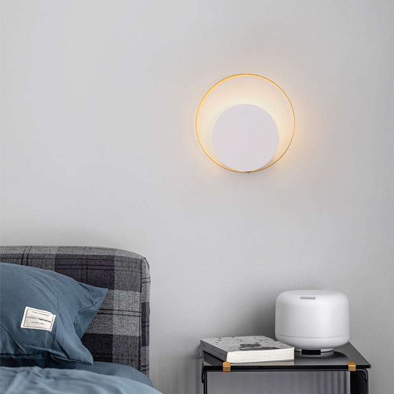 Nowoczesny Minimalistyczny Żelazny Pierścień Lampa Ścienna 1-Żarówkowa do Sypialni