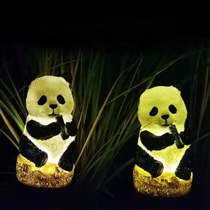 Słoneczna lampa panda do ogrodu, wodoodporna dekoracja na patio