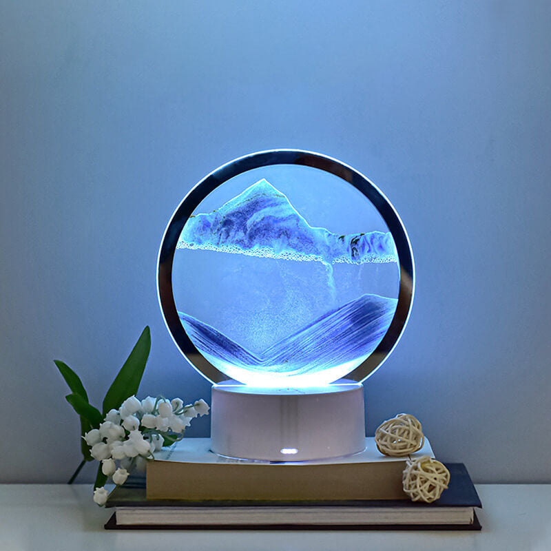 Kreatywna Okrągła Klepsydra z Piaskiem 3D LED Lampka Nocna