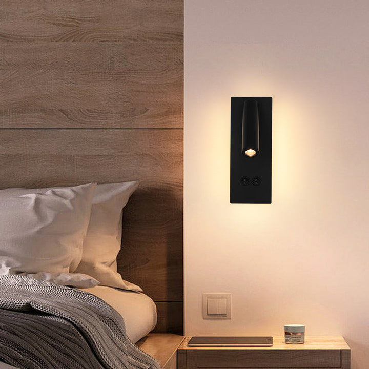 Nowoczesna Minimalistyczna Prostokątna Okrągła Lampa Ścienna LED ze Stali i Aluminium do Sypialni