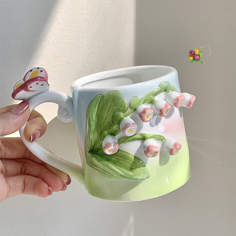3D Kwiatowy Kubek Ręcznie Malowany