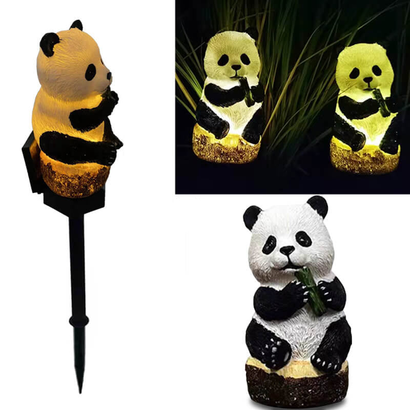 Słoneczna lampa panda do ogrodu, wodoodporna dekoracja na patio