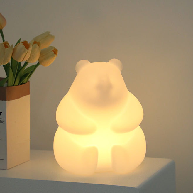 Współczesna Kreatywna Lampa Stołowa PE LED w Kształcie Misia do Salonu