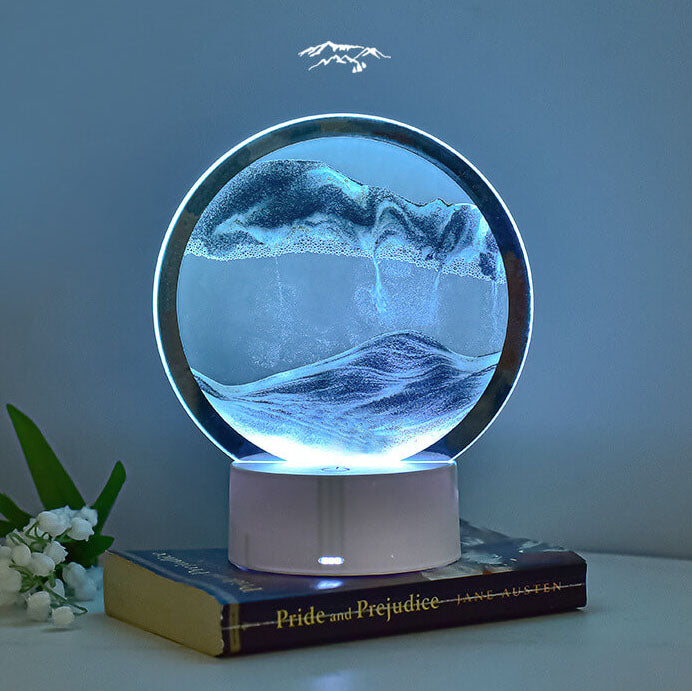 Kreatywna Okrągła Klepsydra z Piaskiem 3D LED Lampka Nocna