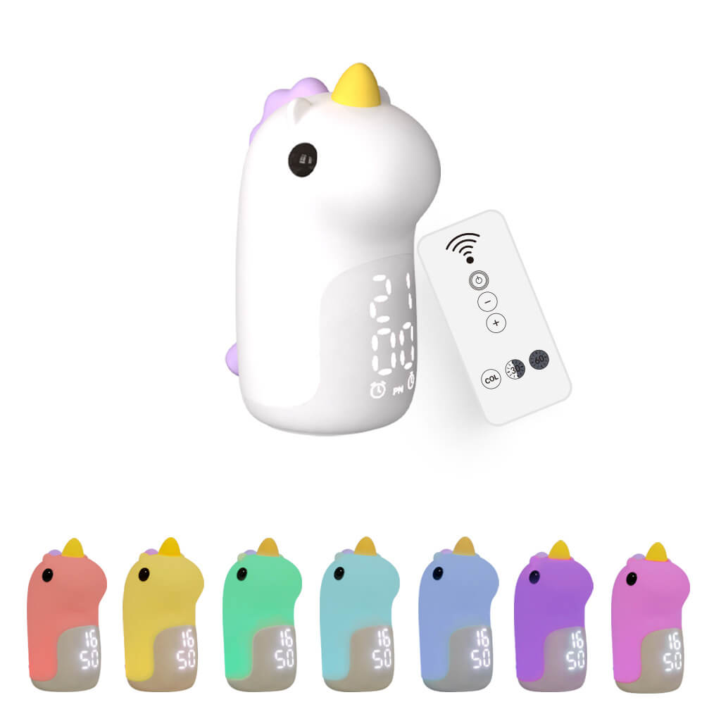 Unilora DreamLight Zegar Budzik | Design jednorożca | Timer i LED Nocna Lampa | Dekoracja do Pokoju Dziecięcego