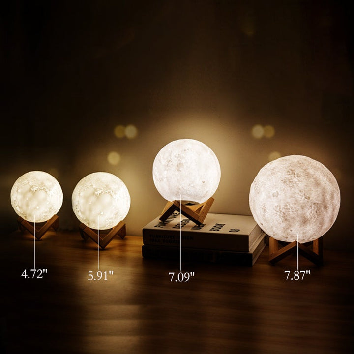 Kreatywna Mini Lampa Stołowa LED w Kształcie Księżyca 3D z Funkcją Ładowania
