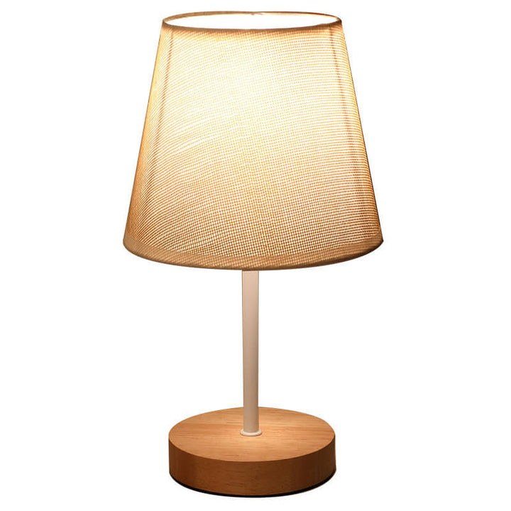Nordycka Vintage Lampa Stołowa z Tkaniny i Litego Drewna LED