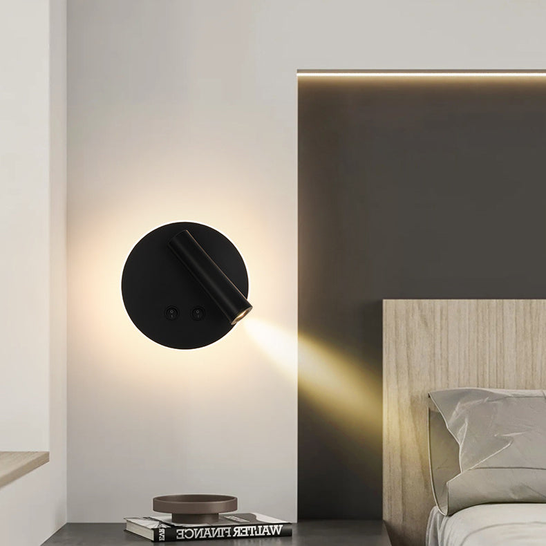 Nowoczesna Minimalistyczna Prostokątna Okrągła Lampa Ścienna LED ze Stali i Aluminium do Sypialni