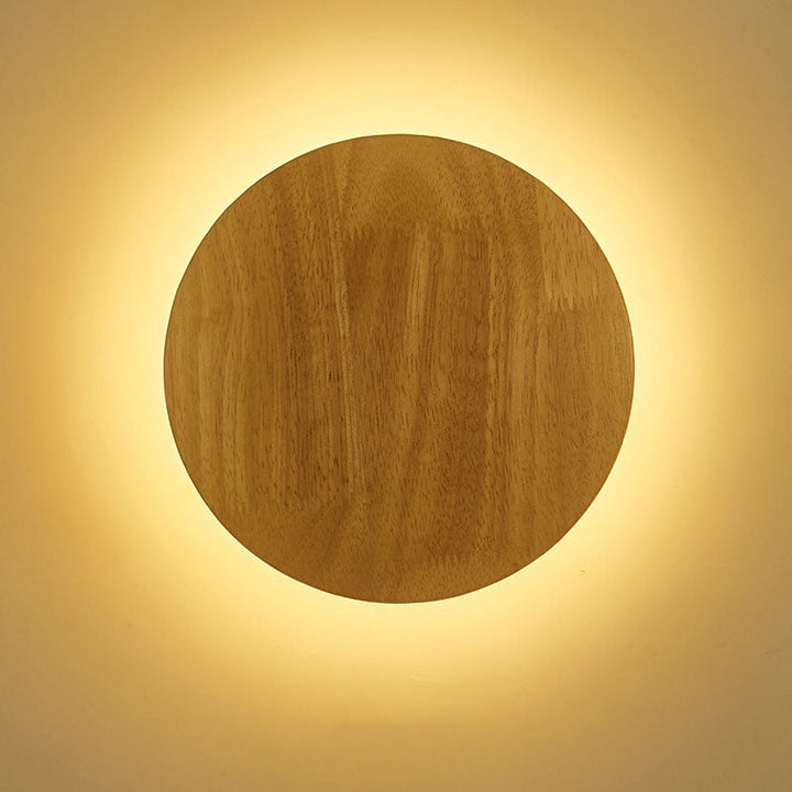 Nowoczesna minimalistyczna okrągła nieregularna owalna lampa LED na ścianę z drewna do salonu