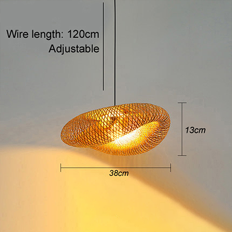 Lampa Wisząca z Wplecionego Rattanu i Bambusa - LED - Światło