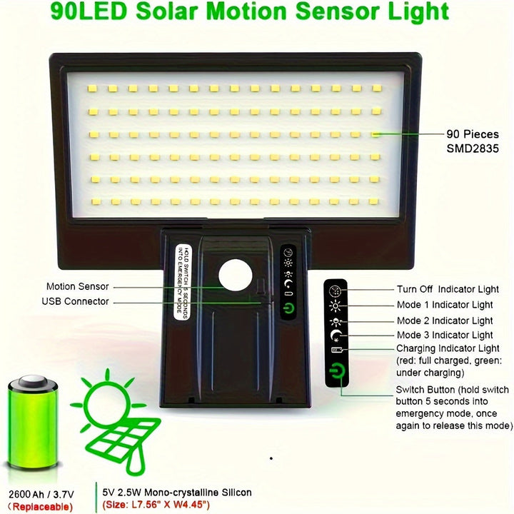 SmartSolar - Solarna lampa LED na zewnątrz z czujnikiem ruchu - dożywotnia darmowa energia świetlna