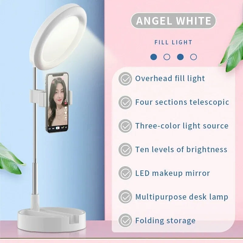 Lampa Ring Light z Lustrem do Makijażu i Uchwyt na Telefon