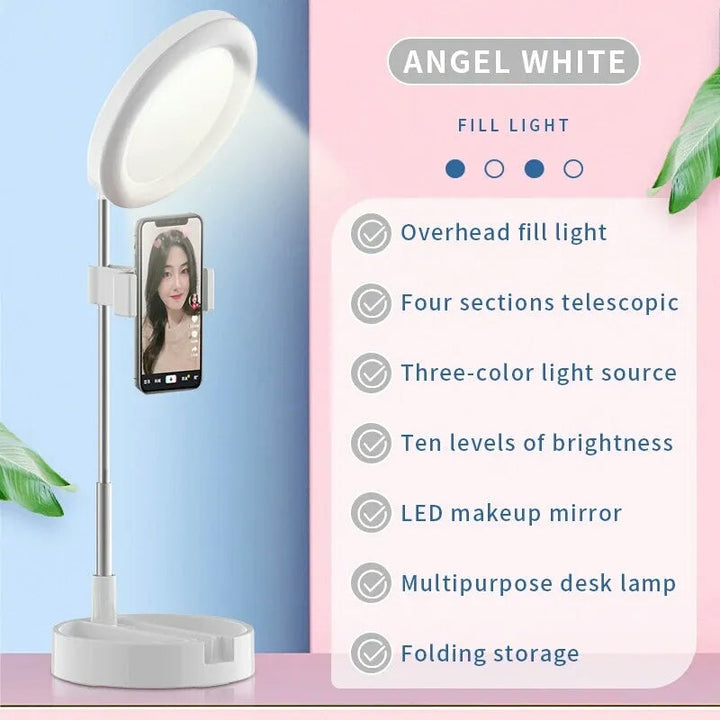 Lampa Ring Light z Lustrem do Makijażu i Uchwyt na Telefon
