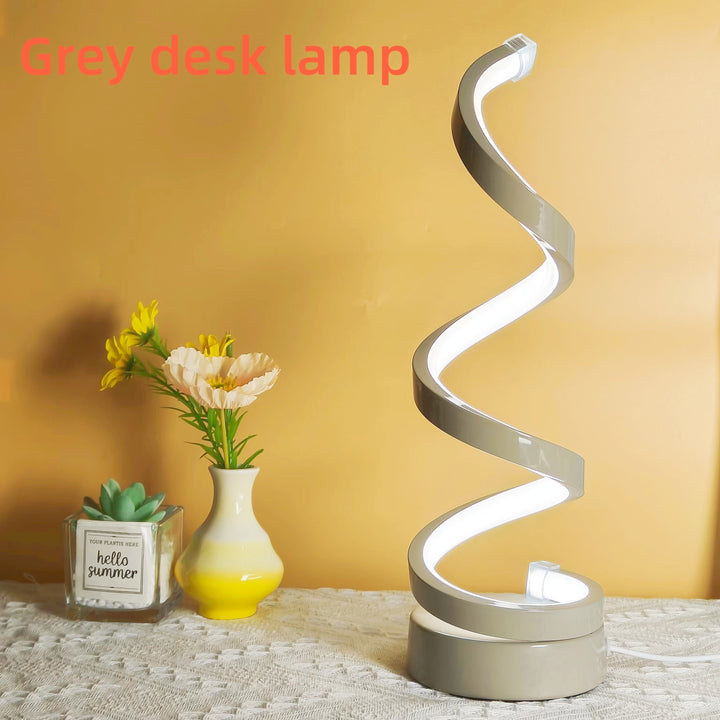 Nowoczesna Lampa Stołowa Spiralna – Kreatywna Lampa LED na Biurko z Łagodnym Ciepłym Światłem, Idealna do Sypialni, Salonu i Dekoracji Biura