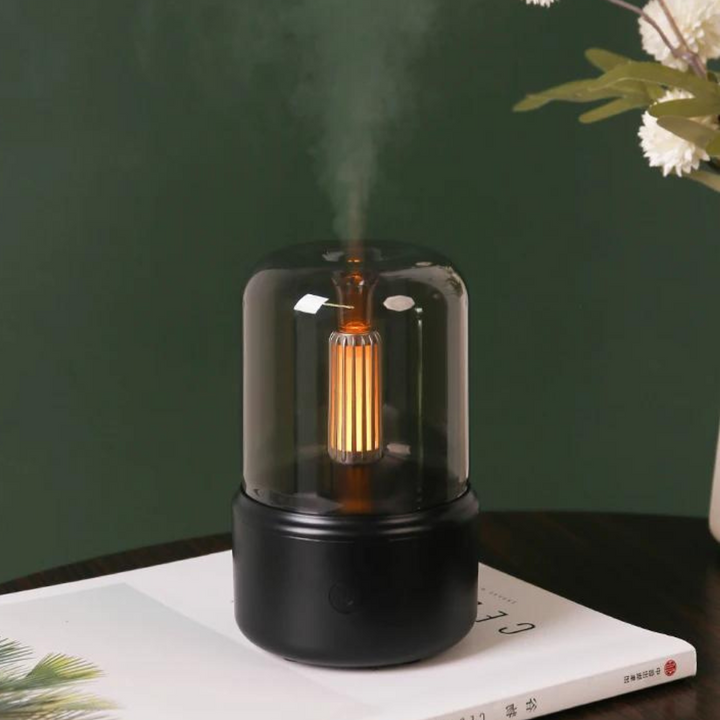 Retro Aromatyzer z Nocną Lampką - USB Nawilżacz Powietrza z Olejkami Eterycznymi do Domu i Biura