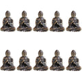 10 sztuk miniaturowej brązowej figury siedzącego Buddy do podróży, kultu buddyjskiego, dekoracji biurowej w domu