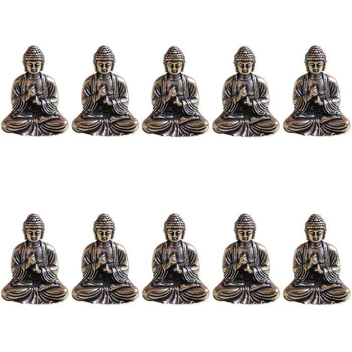 10-częściowa miniaturowa figura Buddy siedzącego z mosiądzu do podróży, kultu buddyjskiego, dekoracja biurka w domu i biurze