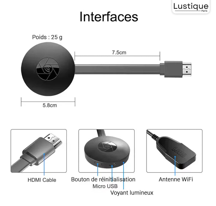 Bezprzewodowy adapter HDMI | MediaLink 1080P WiFi Mirroring dla Android, iOS, Windows i Mac