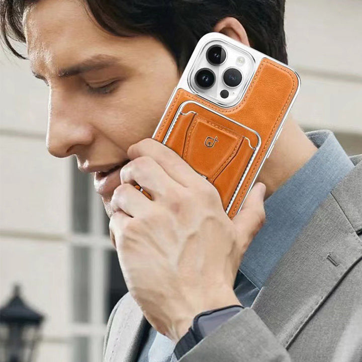 Luksusowy skórzany magnetyczny etui na telefon