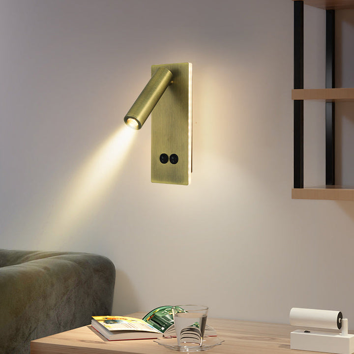 Nowoczesna Minimalistyczna Prostokątna Okrągła Lampa Ścienna LED ze Stali i Aluminium do Sypialni