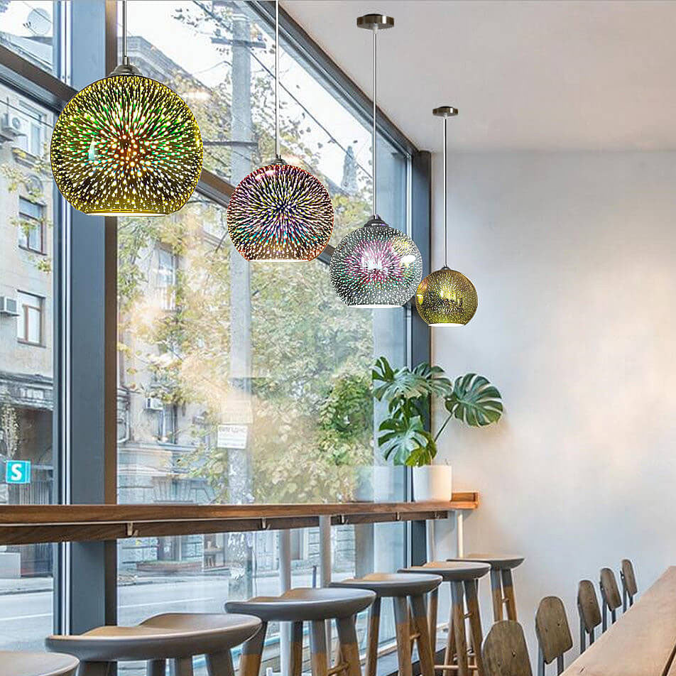 Nowoczesna kreatywna 3D kolorowa szklana lampa wisząca z jedną żarówką w kształcie kopuły