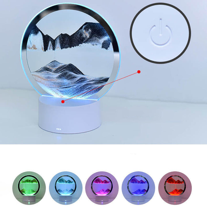 Kreatywna Okrągła Klepsydra z Piaskiem 3D LED Lampka Nocna