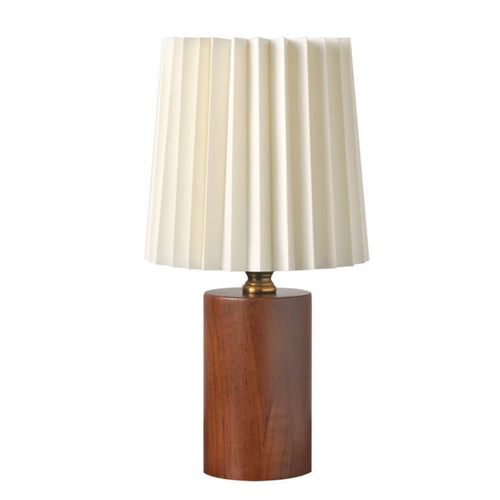 Vintage Koreańska Pleciona Kolumna Lampa Stołowa z Solidnym Drewnianym Stojakiem 1-Świetlna