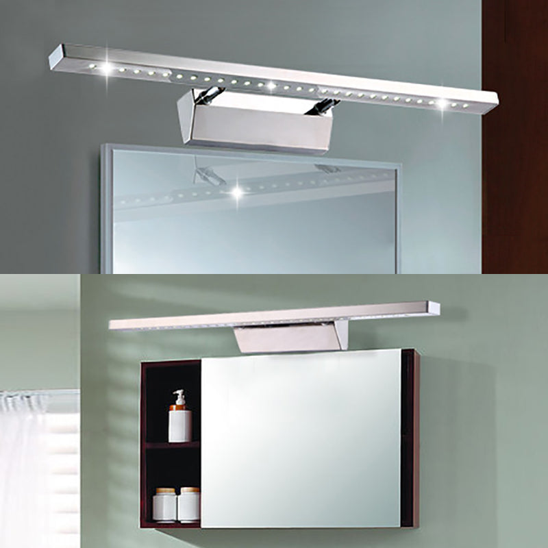 Prostokątne Lustro Wewnętrzne z Oświetleniem Stal Nierdzewna 16"/19.5" W LED Nowoczesne Oświetlenie Ścienne w Chromie, Ciepłe/Białe Światło