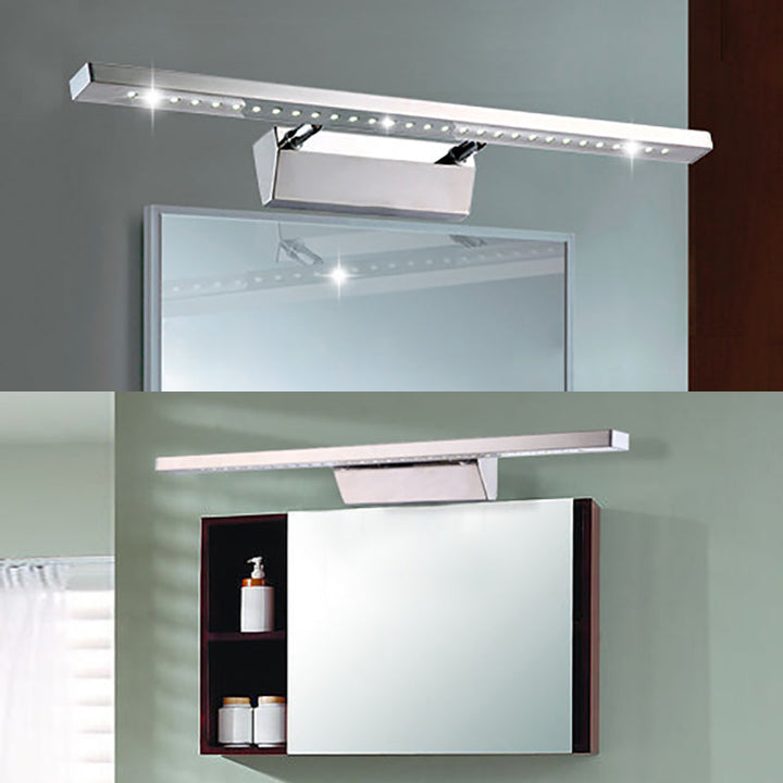 Prostokątne Lustro Wewnętrzne z Oświetleniem Stal Nierdzewna 16"/19.5" W LED Nowoczesne Oświetlenie Ścienne w Chromie, Ciepłe/Białe Światło