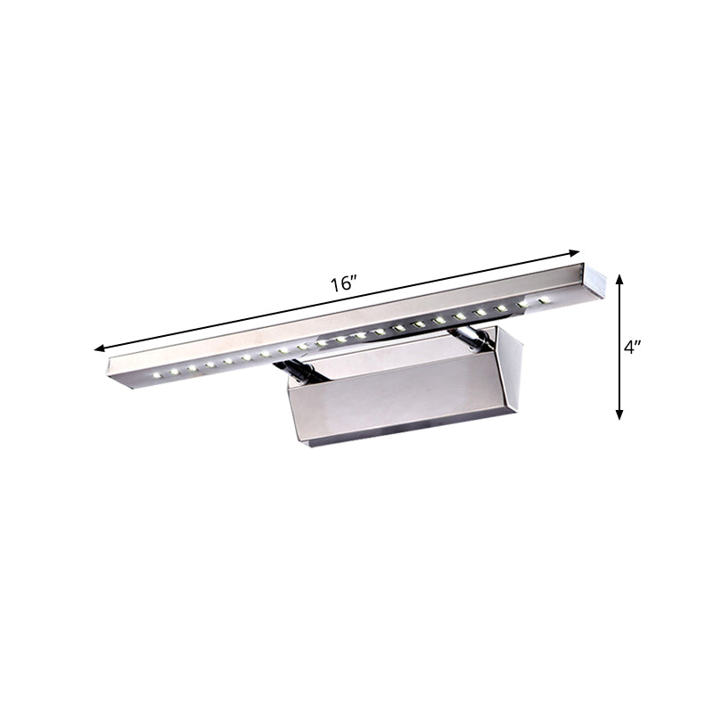 Prostokątne Lustro Wewnętrzne z Oświetleniem Stal Nierdzewna 16"/19.5" W LED Nowoczesne Oświetlenie Ścienne w Chromie, Ciepłe/Białe Światło