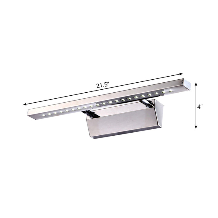 Prostokątne Lustro Wewnętrzne z Oświetleniem Stal Nierdzewna 16"/19.5" W LED Nowoczesne Oświetlenie Ścienne w Chromie, Ciepłe/Białe Światło