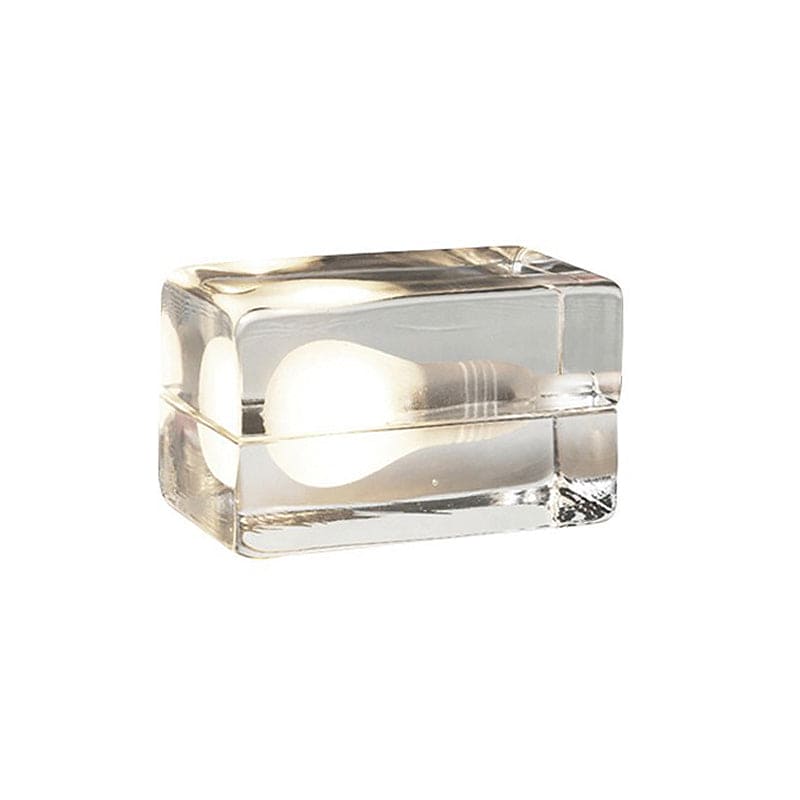 BrightCube – Minimalistyczna Lampa Stołowa z Przezroczystą Szklaną Kostką
