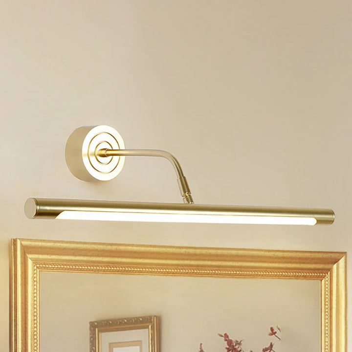 Lustro makijażowe w kształcie cylindra 16"/20" W Slim z oświetleniem LED w stylu modernistycznym, metalowa lampa ścienna w kolorze złotym do sypialni, ciepłe/białe światło