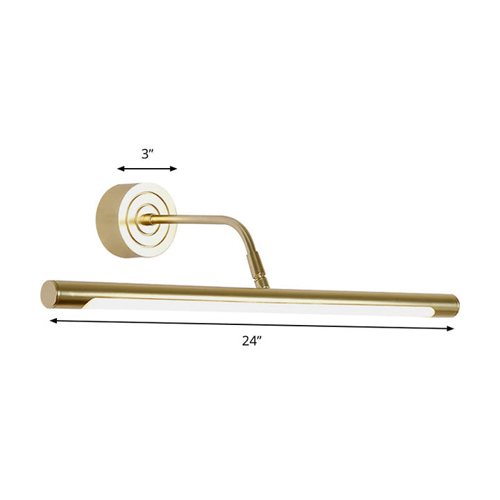 Lustro makijażowe w kształcie cylindra 16"/20" W Slim z oświetleniem LED w stylu modernistycznym, metalowa lampa ścienna w kolorze złotym do sypialni, ciepłe/białe światło