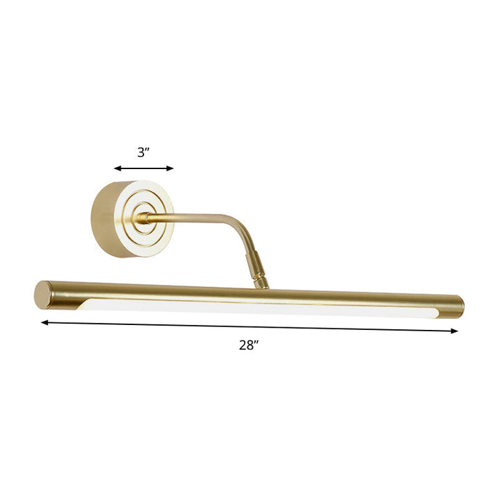 Lustro makijażowe w kształcie cylindra 16"/20" W Slim z oświetleniem LED w stylu modernistycznym, metalowa lampa ścienna w kolorze złotym do sypialni, ciepłe/białe światło