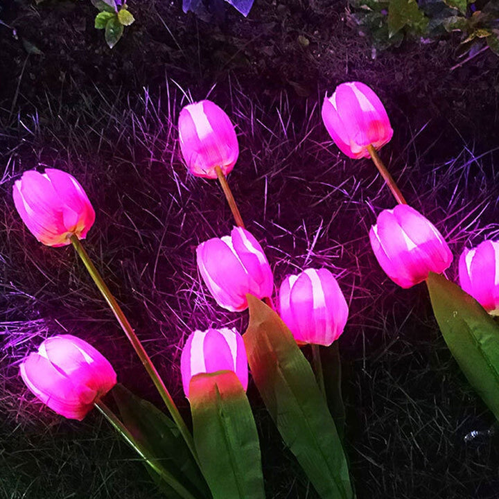 Słoneczna Lampa Tulipanowa do Ogrodu LED Lampa Kwiatowa na Ziemi