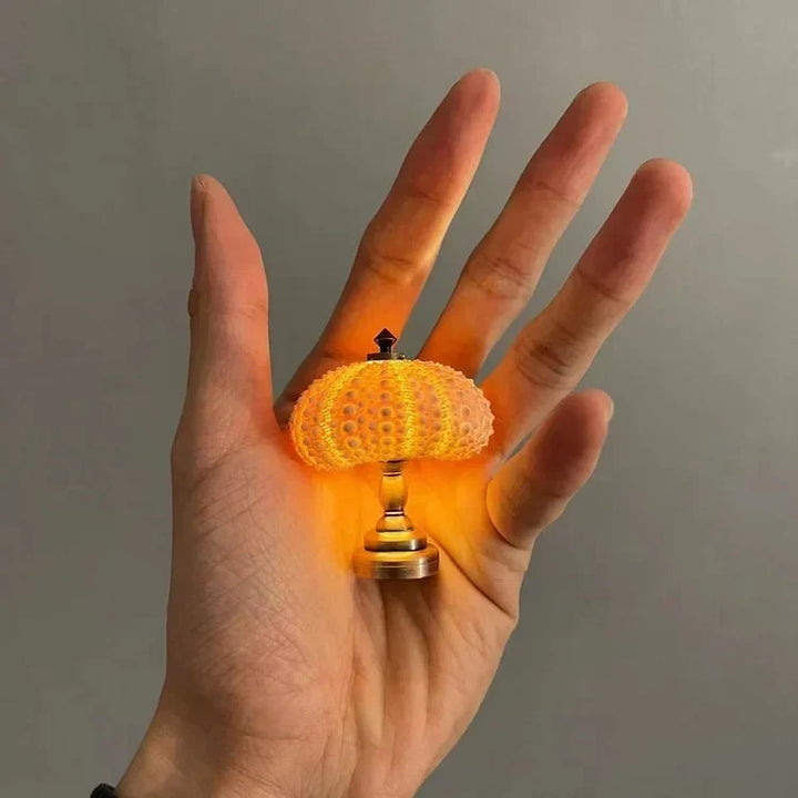 LumiCraft – Unikalna lampa stołowa DIY z naturalną muszlą jeżowca dla przytulnego wystroju