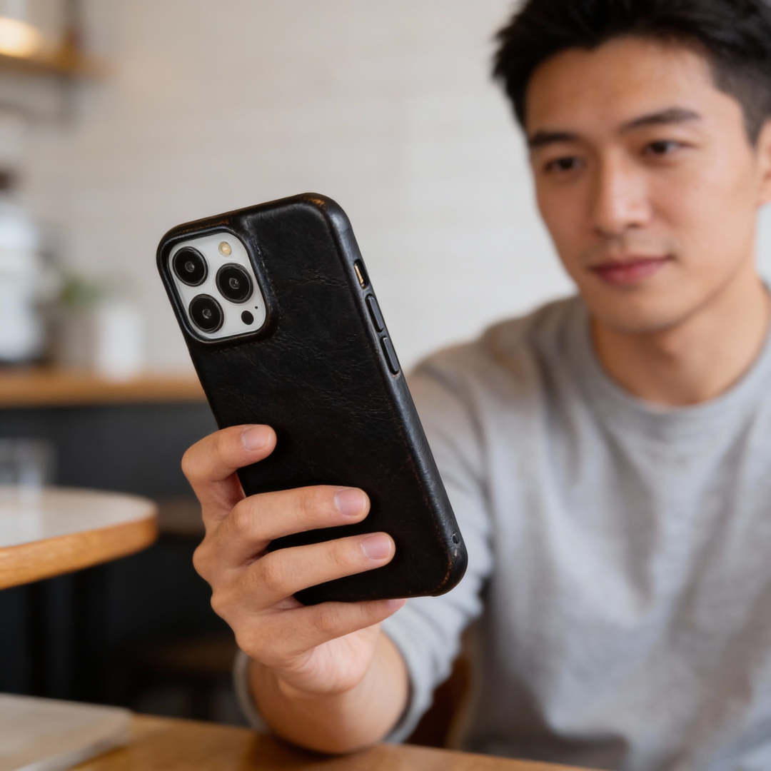 Etui z prawdziwej skóry olejowej na Apple iPhone