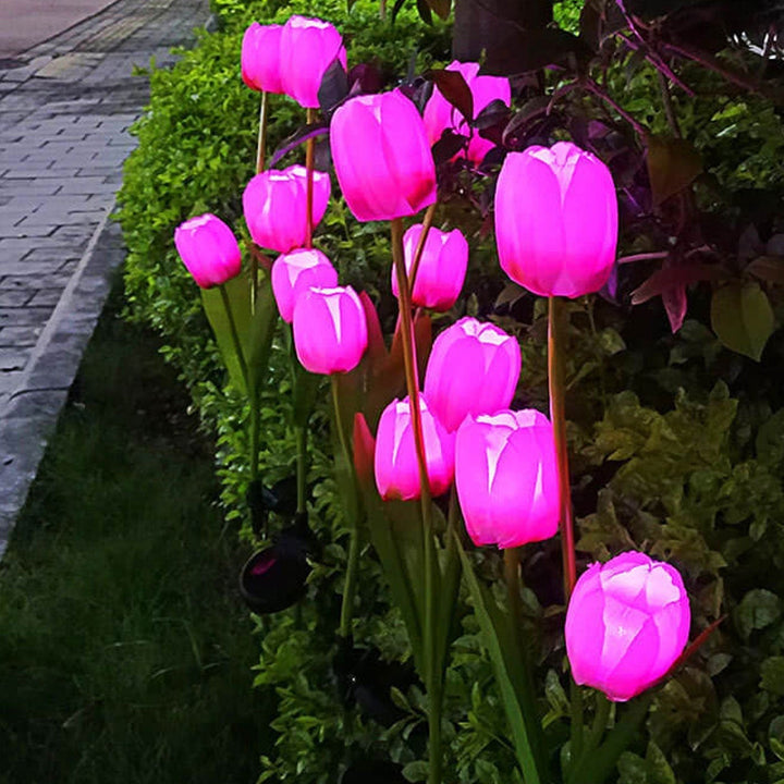 Słoneczna Lampa Tulipanowa do Ogrodu LED Lampa Kwiatowa na Ziemi