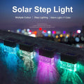 Zestaw 4 Sztuk Lamp Solarowych na Taras, Solarne Lampy Schodowe na Zewnątrz, Ciepła Biała/Zmienna Kolorowa Lampa Solarowa na Płot do Ogrodu